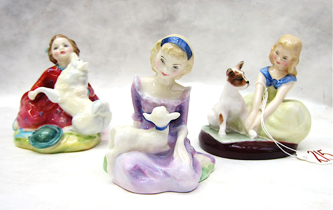 Appraisal: ROYAL DOULTON PORCELAIN FIGURINES three pieces Home Again HN c