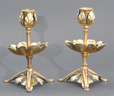 Appraisal: A pair of W A S Benson copper and brass