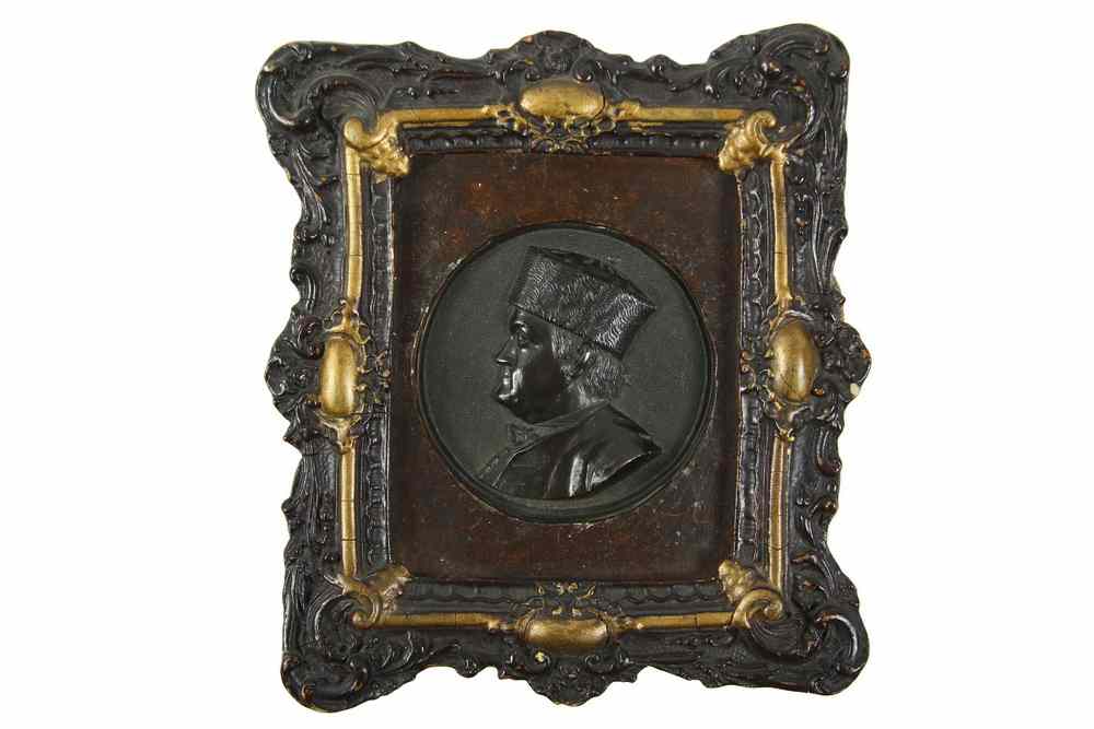 Appraisal: BRONZE PLAQUE PORTRAIT - Bronze Plaque Bust Portrait of Ben