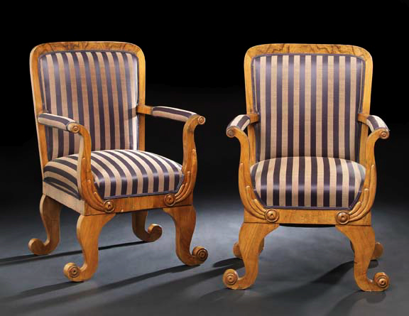 Appraisal: Three-Piece Biedermeier Walnut Parlor Suite early th century consisting of