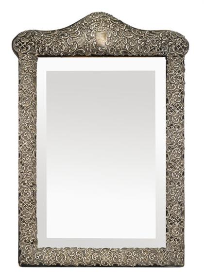 Appraisal: Continental silver vanity mirror late th century The rectangular beveled