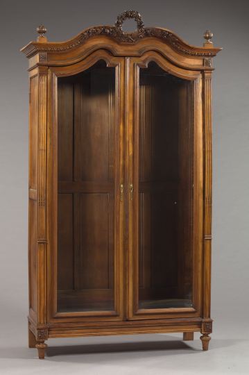 Appraisal: French Walnut and Beveled Glazed Double Door Armoire fourth quarter