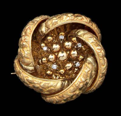 Appraisal: Tiffany diamond brooch three-dimensional textured floral form five round brilliant