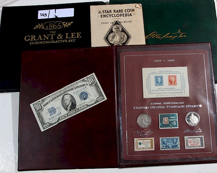 Appraisal: Coin and Stamp Sets etc Three books of coins and