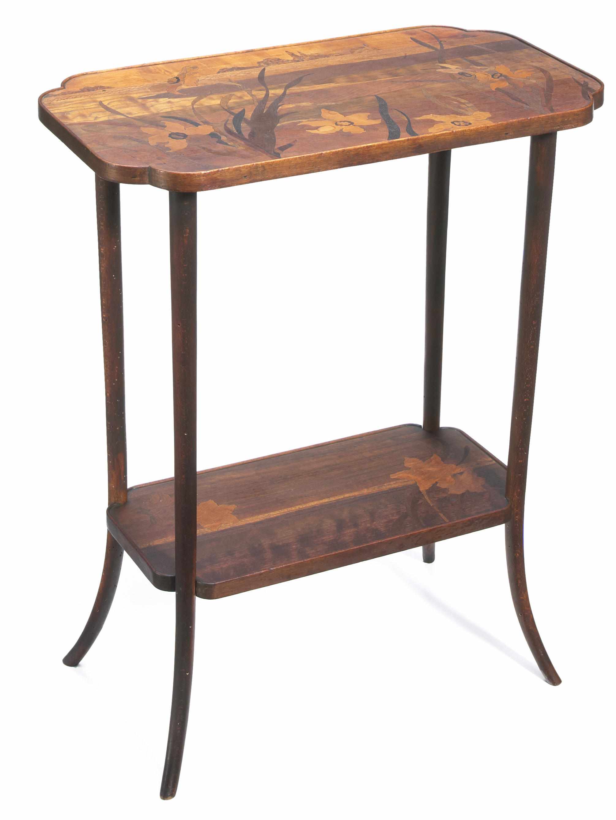 Appraisal: A Gall marquetry two tiered side table circa signed in