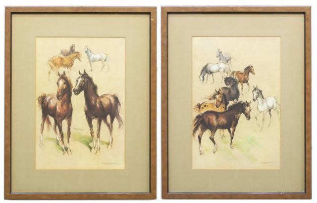 Appraisal: lot of Framed offset prints on paper Horses printed signature