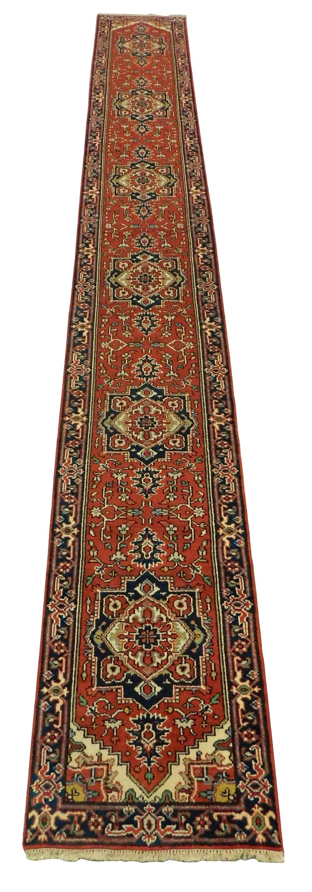 Appraisal: RUG Agra Serapi Runner ' x ' handwoven red field