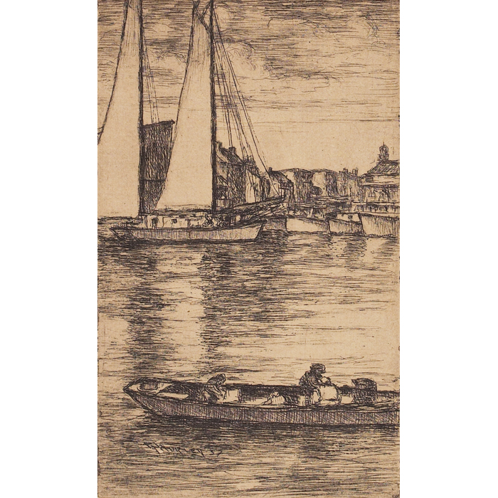 Appraisal: E T Hurley etching Annapolis Md Harbor x harbor scene