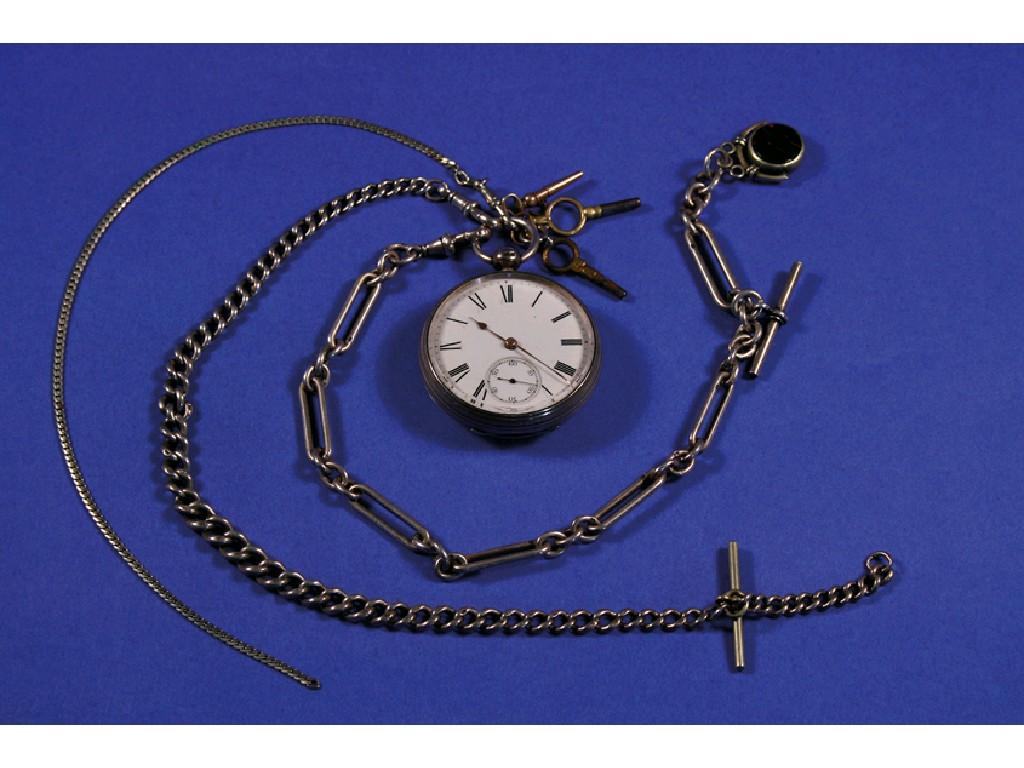 Appraisal: A GENTLEMAN'S SILVER OPEN FACED POCKET WATCH the white enamel