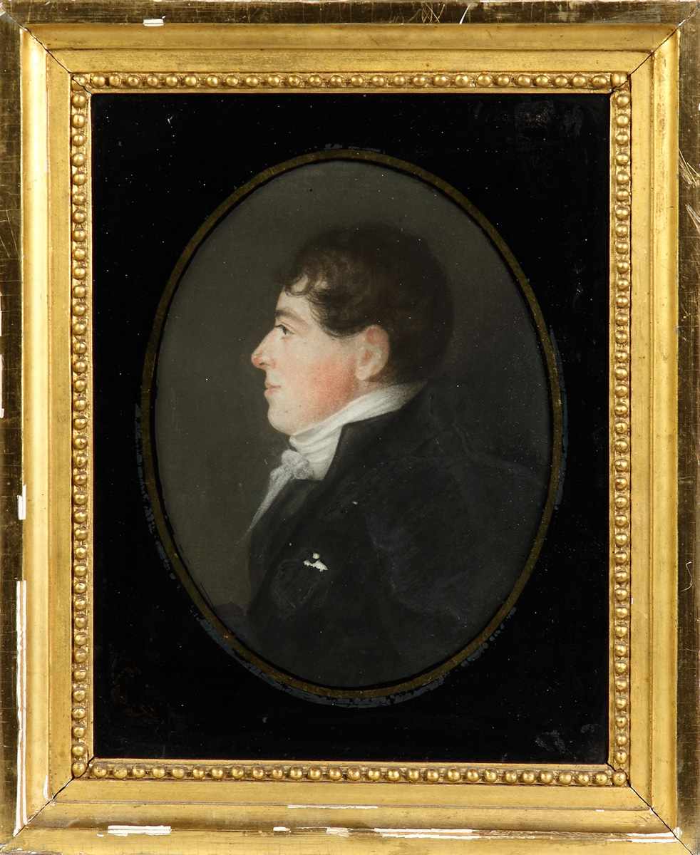 Appraisal: Portrait of Captain Jonathan Bowers on glass Written on reverse