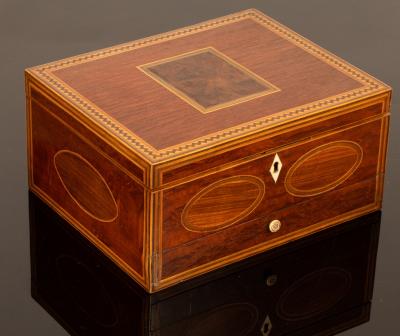 Appraisal: An early th Century Tunbridge Ware workbox the mahogany case