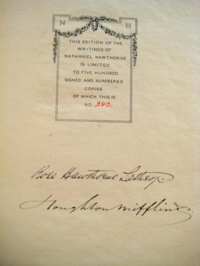 Appraisal: HAWTHORNE Nathaniel - The Writings of Nathaniel Hawthorne Boston and