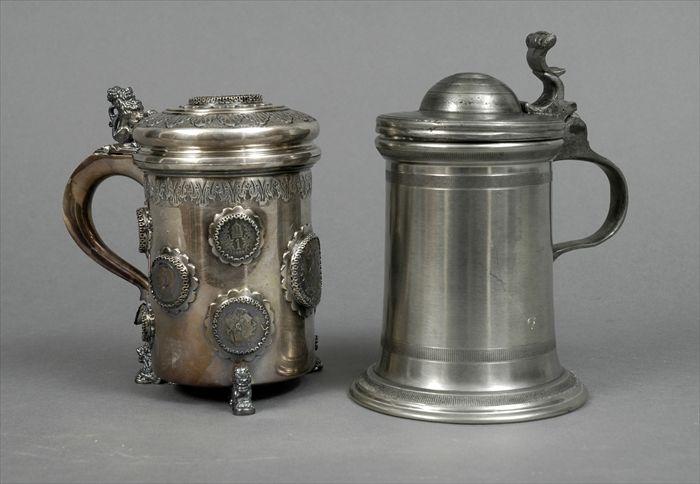 Appraisal: German or Austrian -Standard Silver Tankard Mounted with Austro-Hungarian Empire