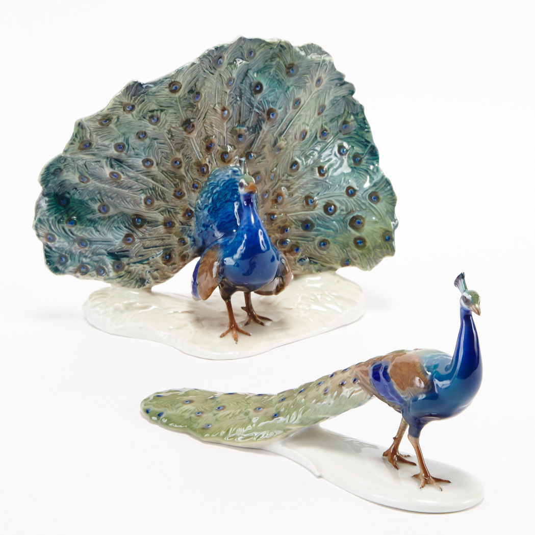 Appraisal: Two Rosenthal Porcelain Figures of Peacocks Second quarter of the