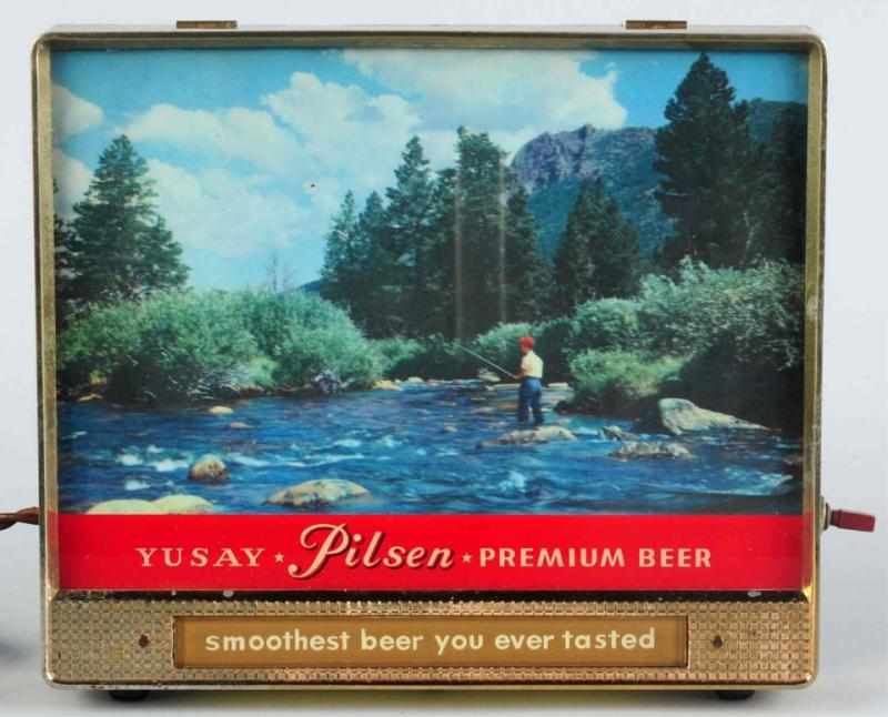 Appraisal: Yusay Beer Fishing Scene Light-Up Sign Fishing scene is clean