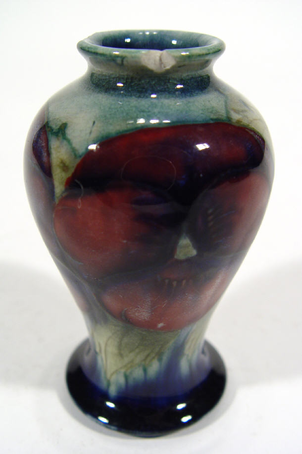 Appraisal: Miniature Moorcroft baluster vase hand painted and tubelined with Poppy