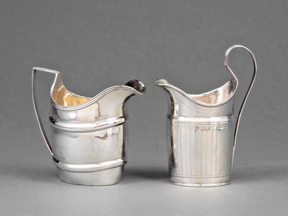 Appraisal: Two George III Sterling Silver Cream Pitchers London and makers