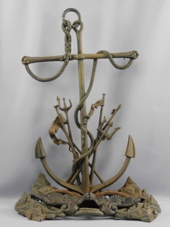 Appraisal: Depicting anchor Neptune's tridents shell form removable drip pan Finish