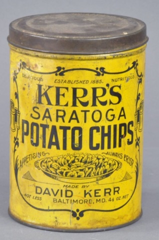 Appraisal: Kerr's Saratoga Potato Chips Tin Made by David Kerr Baltimore