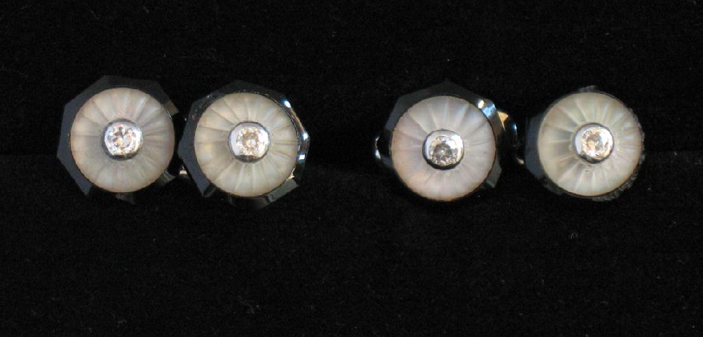 Appraisal: A PAIR OF CT WHITE GOLD ART DECO CUFFLINKS each