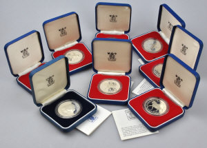 Appraisal: Seven cased Royal Mint Royal Jubilee silver crowns and a