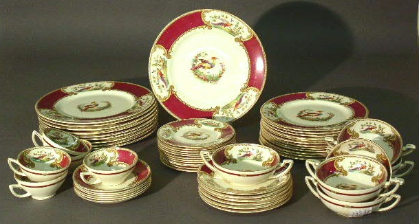 Appraisal: Group of Chelsea Bird pattern by Myott Staffordshire dinner plates