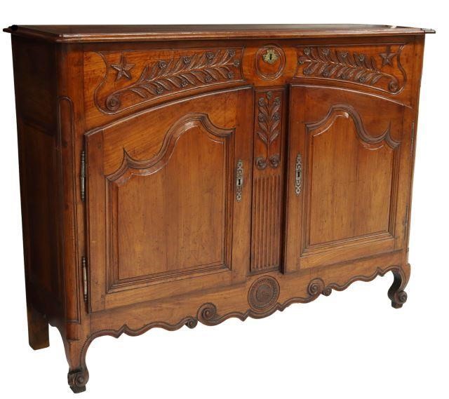 Appraisal: French Provincial Louis XV style fruitwood lift-top sideboard late th