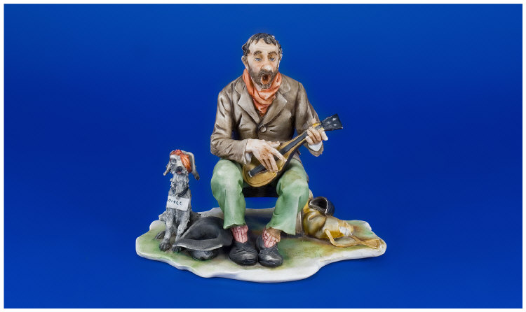 Appraisal: Capo-di-Monte Figure Group Singing Busker Playing a Mandolin with a