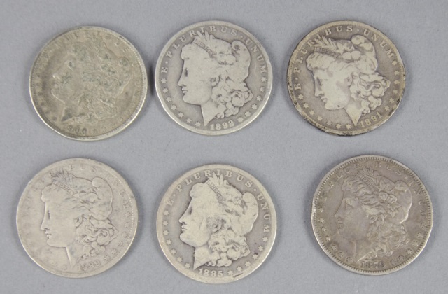 Appraisal: Six Morgan DollarsIn various circulated grades Dates are -S -O