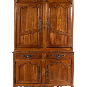 Appraisal: A Louis XV Provincial Fruitwood Buffet Deux Corps th Century