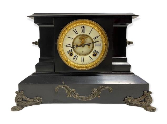 Appraisal: Ansonia Stone Mantle Clock As Is Height Width NOTE Pick