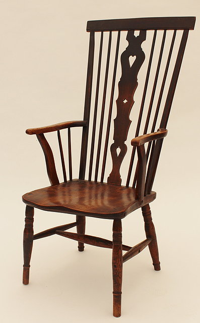 Appraisal: A TH CENTURY ASH AND ELM SPINDLE BACK ARMCHAIR with