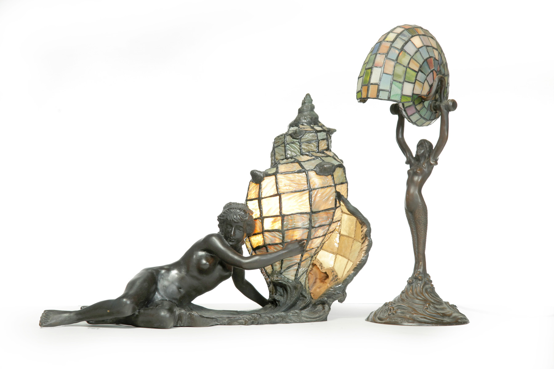 Appraisal: TWO BRONZE LAMPS American or European nd half- th century