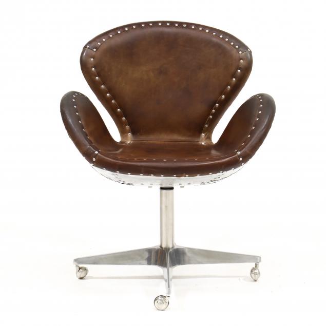 Appraisal: RESTORATION HARDWARE AVIATION OFFICE CHAIR Contemporary production in dark brown