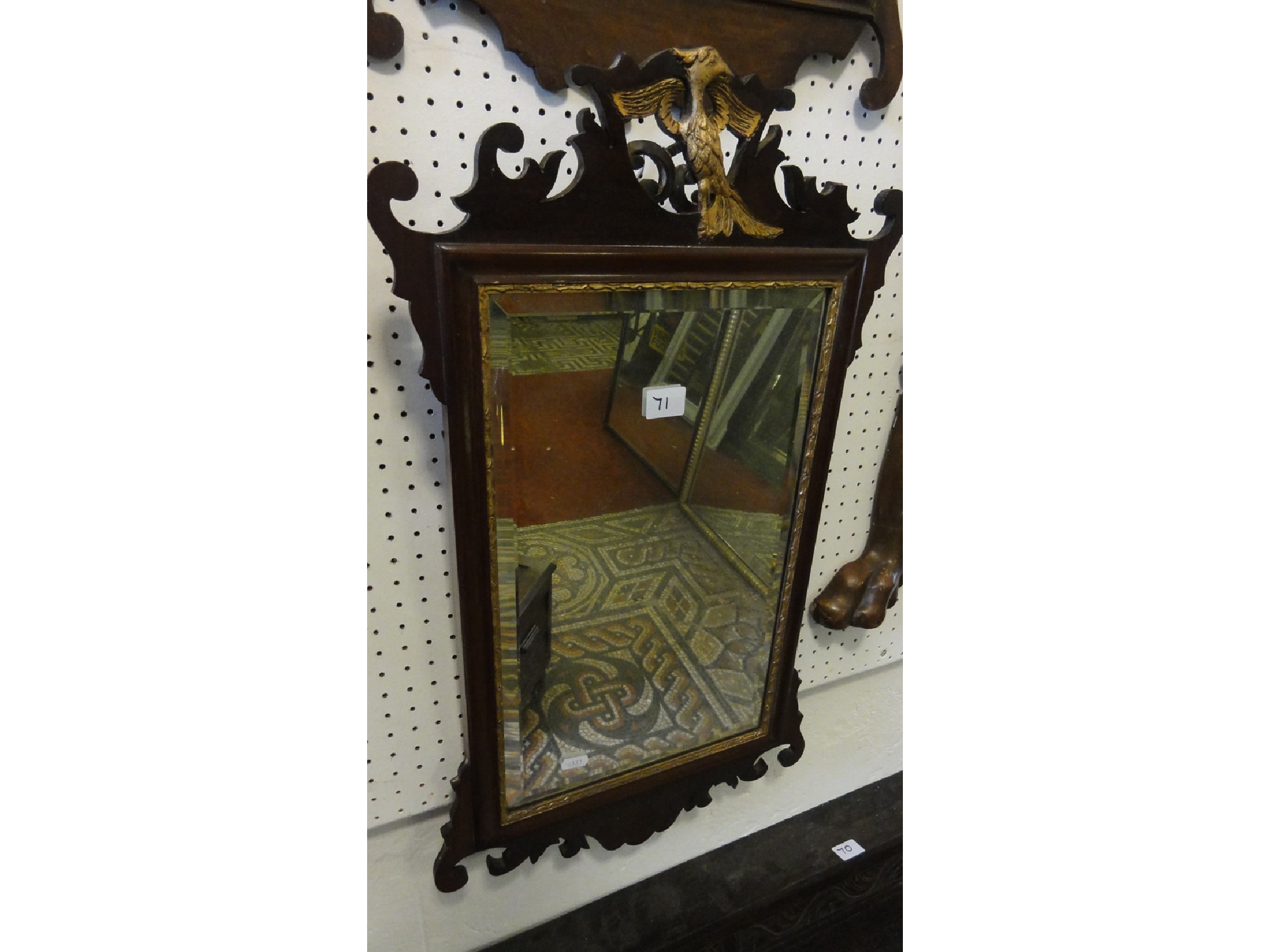 Appraisal: A Georgian style wall mirror pier glass with bevelled edge