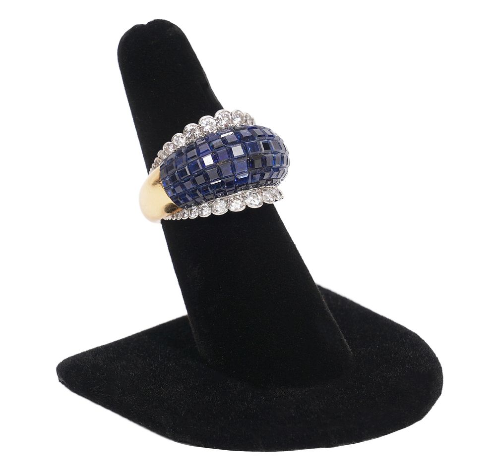 Appraisal: ct Sapphire Diamond K Dome Ring Sapphire diamond K dome