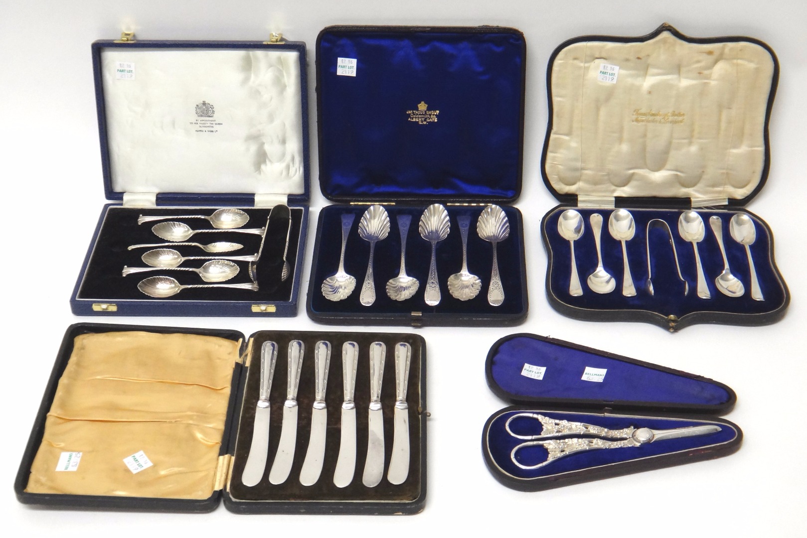 Appraisal: Silver comprising a set of six coffee spoons with shell