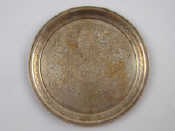 Appraisal: A Russian silver gilt circular card tray with engraved decoration