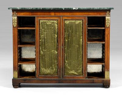 Appraisal: Regency rosewood cabinet variegated green marble top over two cabinet