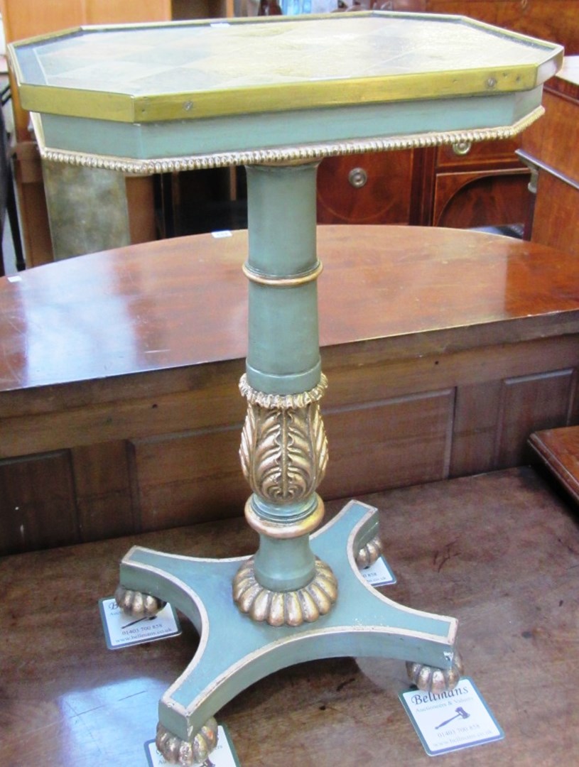 Appraisal: A William IV style occasional table the faux painted specimen