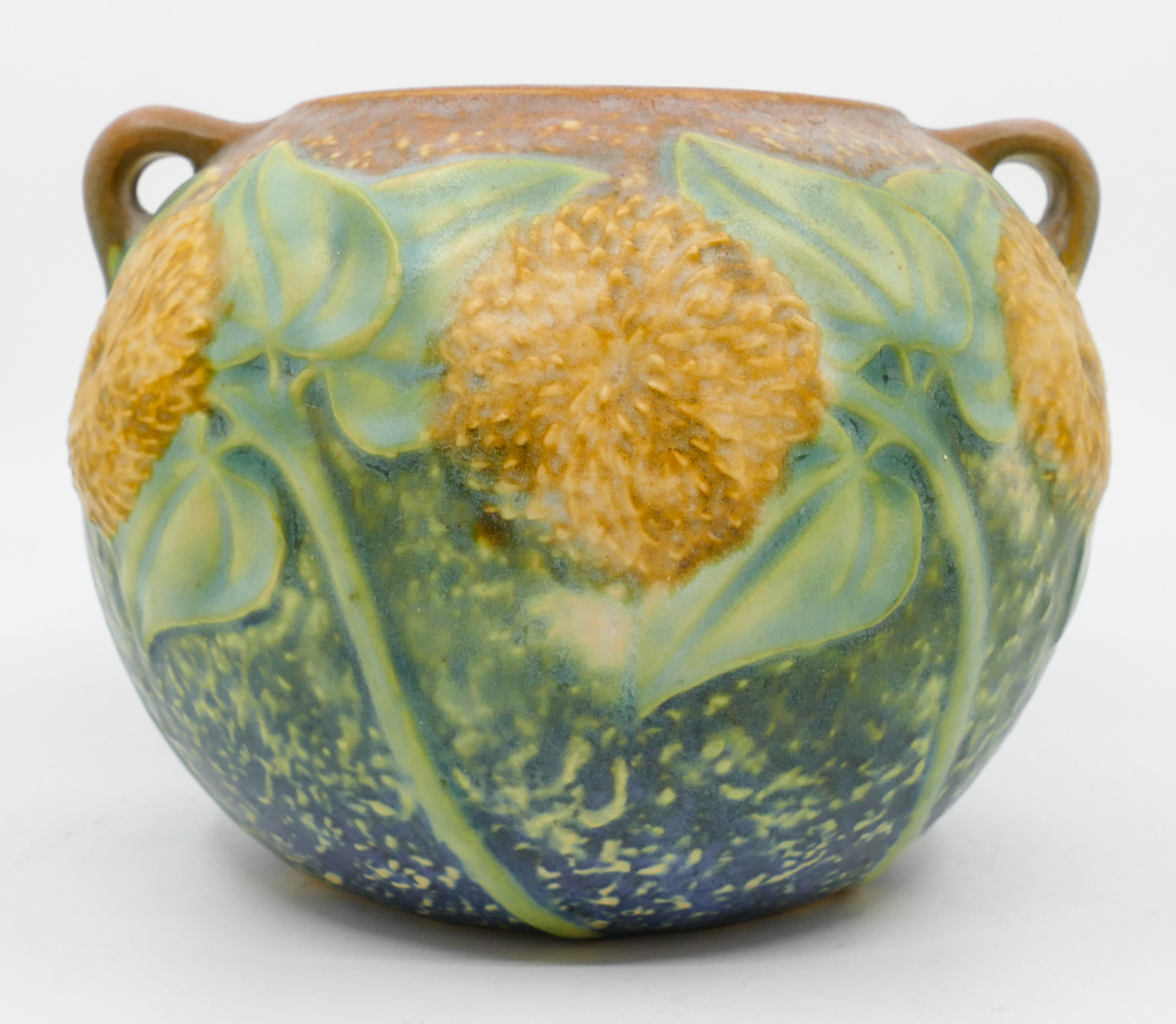 Appraisal: Roseville Sunflower Handled Pottery Ball Vase ''