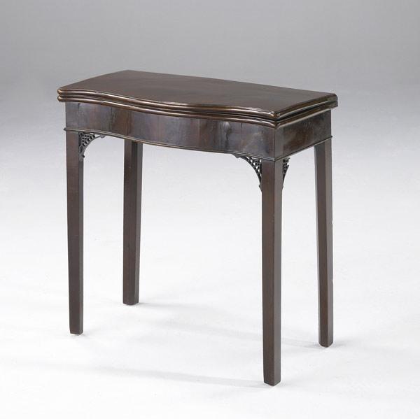 Appraisal: ENGLISH CHIPPENDALE CARD TABLE Mahogany with serpentine front ca -