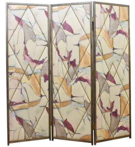 Appraisal: Modern folding screen room divider in three panels with painted