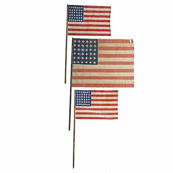 Appraisal: Group of and -Star American Parade Flags Lot of glazed