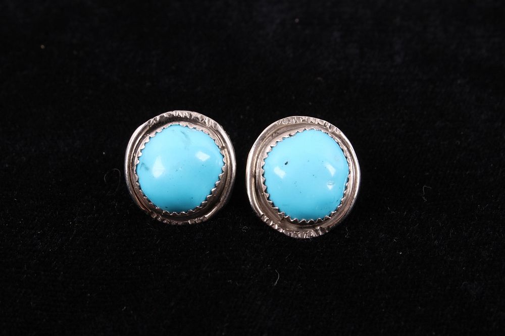 Appraisal: Navajo Sleeping Beauty Turquoise Sterling Earrings Included in this lot