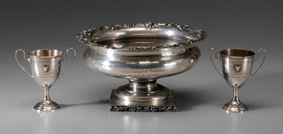 Appraisal: Three Sterling Dog Trophies American th century footed bowl with