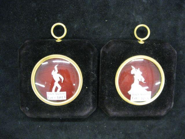 Appraisal: Carved Ivory Silhoutte Wall Plaques bullfighter dancer framed