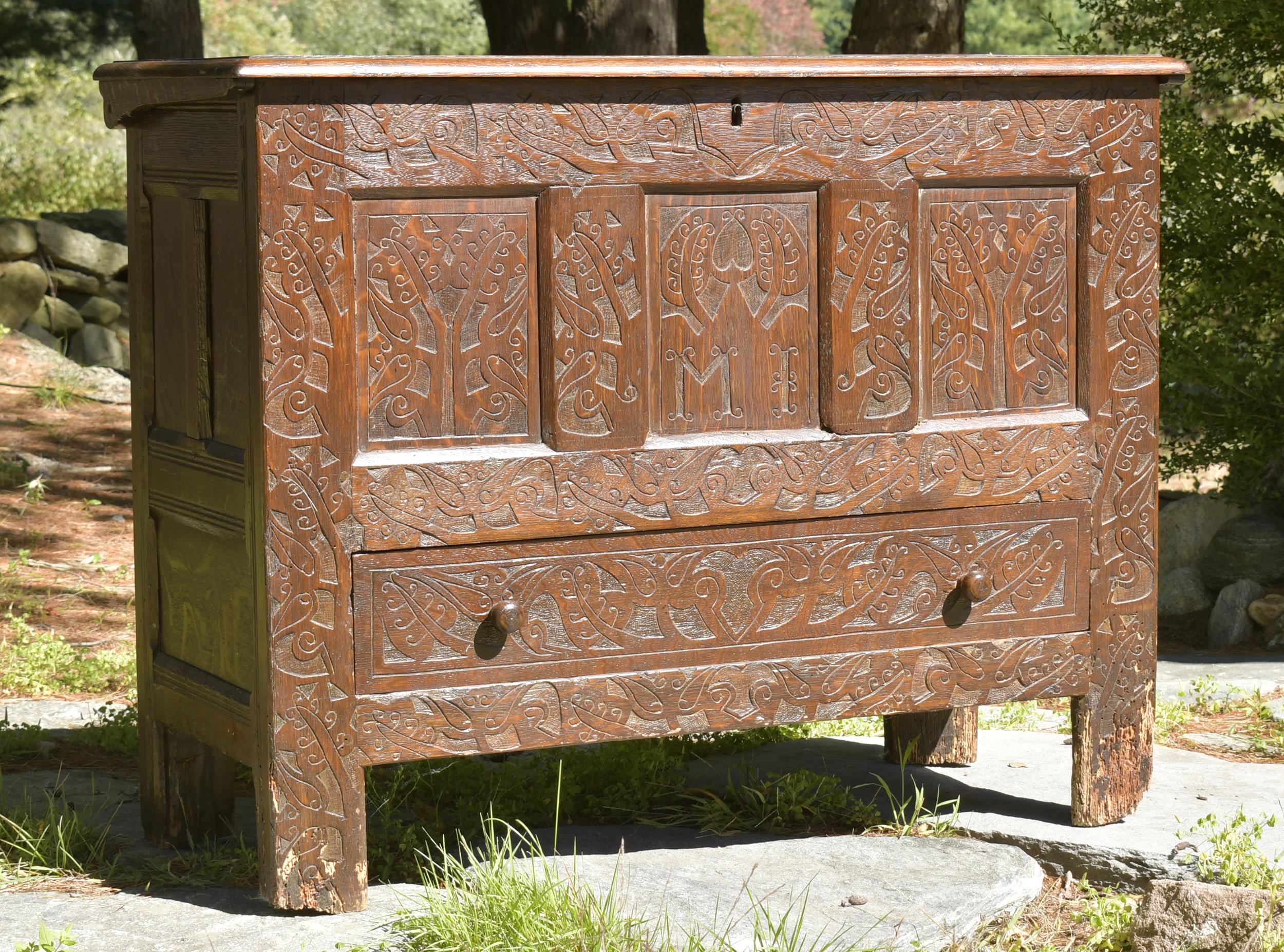 Appraisal: TH C CARVED OAK HADLEY CHEST A th C American