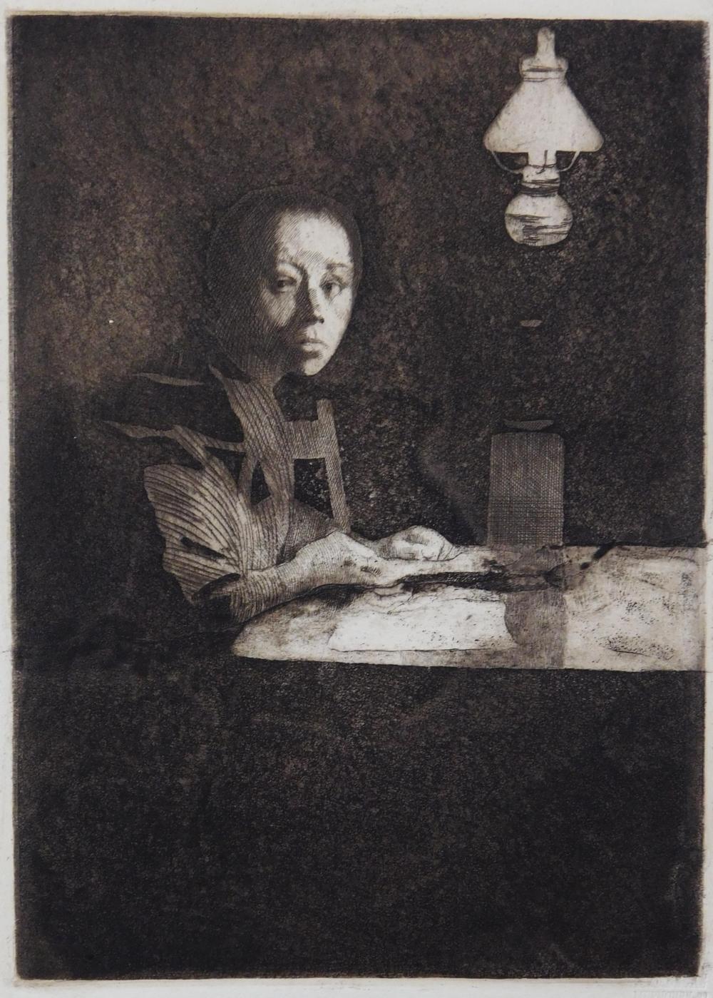 Appraisal: Kaethe Kollwitz German - Self-Portrait at Table Selbstbildnis am Tisch