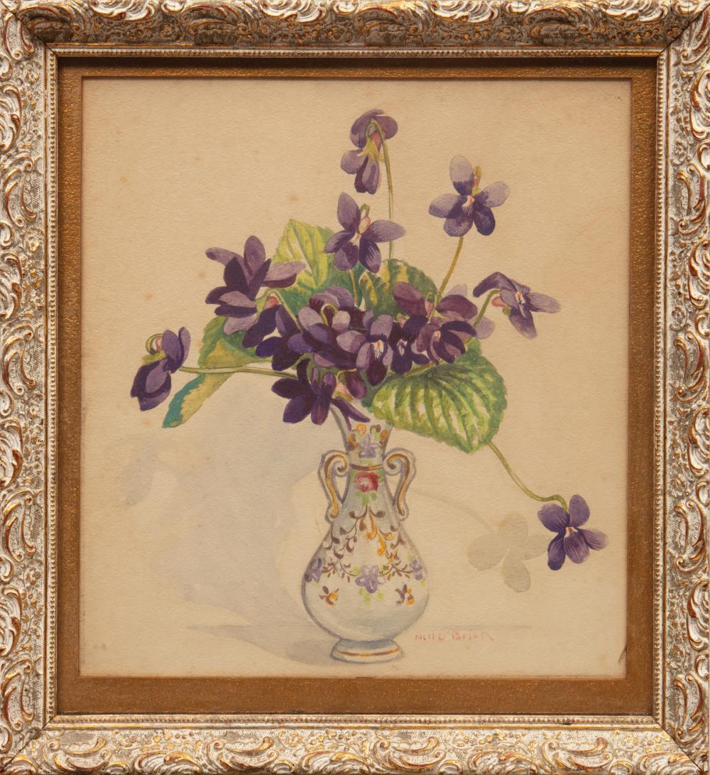 Appraisal: Nell Pomeroy O'Brien American New Orleans - Violets watercolor on